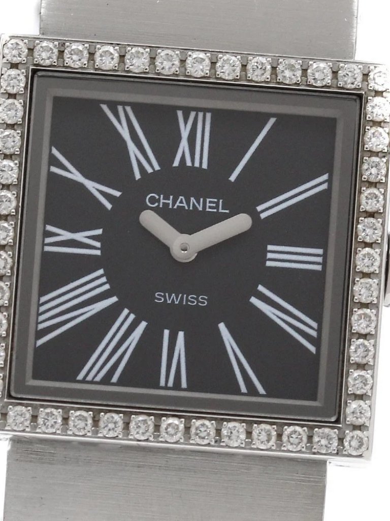 Chanel Mademoiselle H0826 Diamond Bezel Black Dial Quartz Ladies Watch